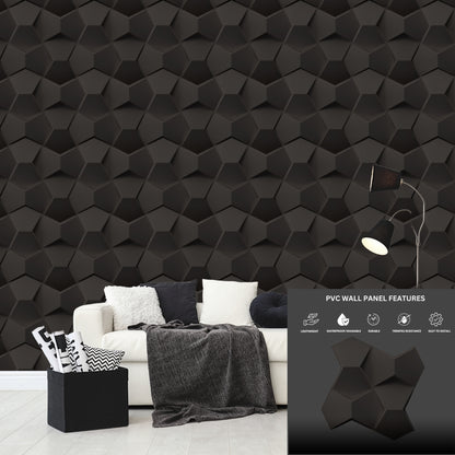 black 3D Wall Panels Small Diamond Design
