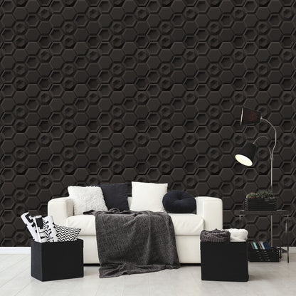 Black 3D Wall Panels Hexagon Design-5001