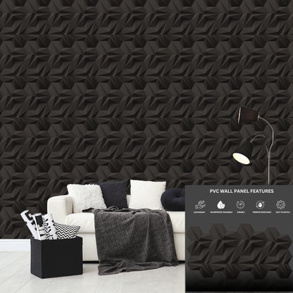 Black 3D Wall Panels Hexagon Design