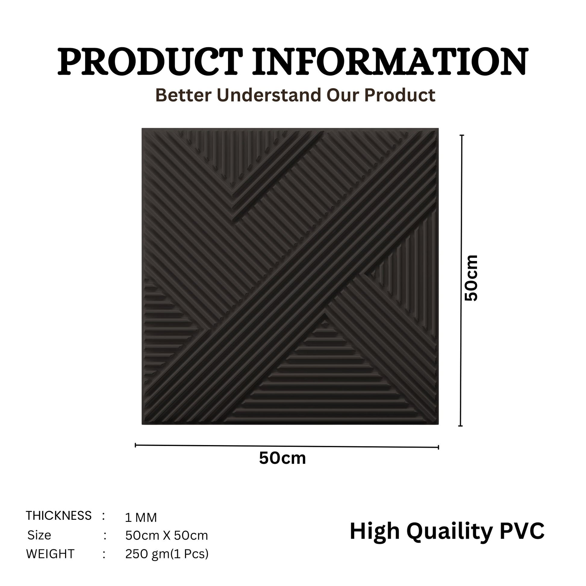 Black Self Adhesive Panels Line Abstract Design