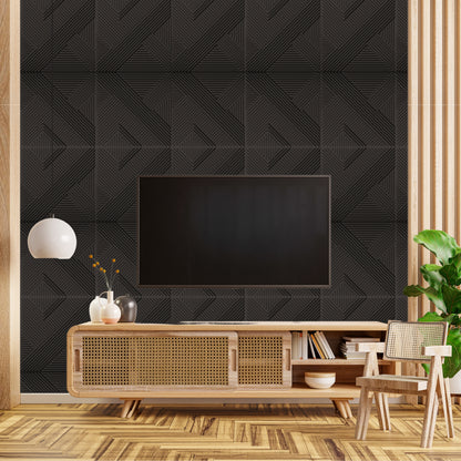 Black Self Adhesive Panels Line Abstract Design