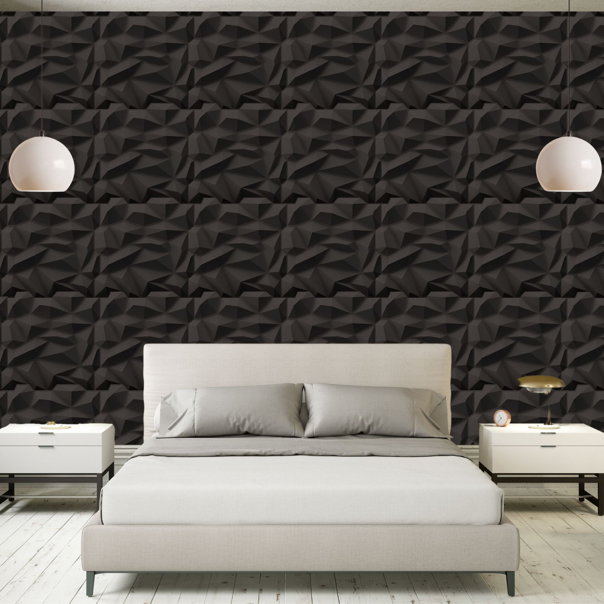 Black Matt_Diamond_Design_3D_Wall_Panel_View-2