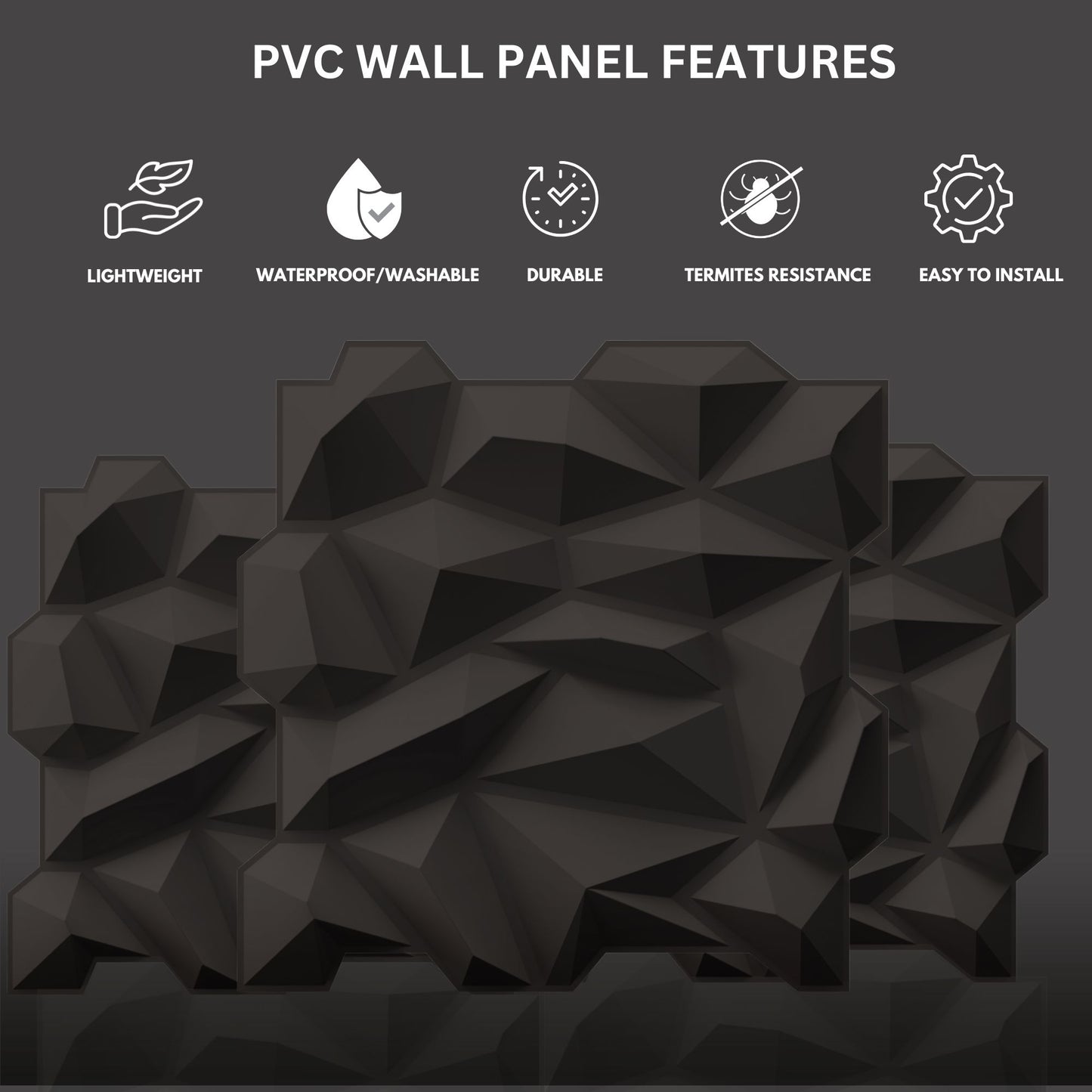 Black Matt_Diamond_Design_3D_Wall_Panel_View-3