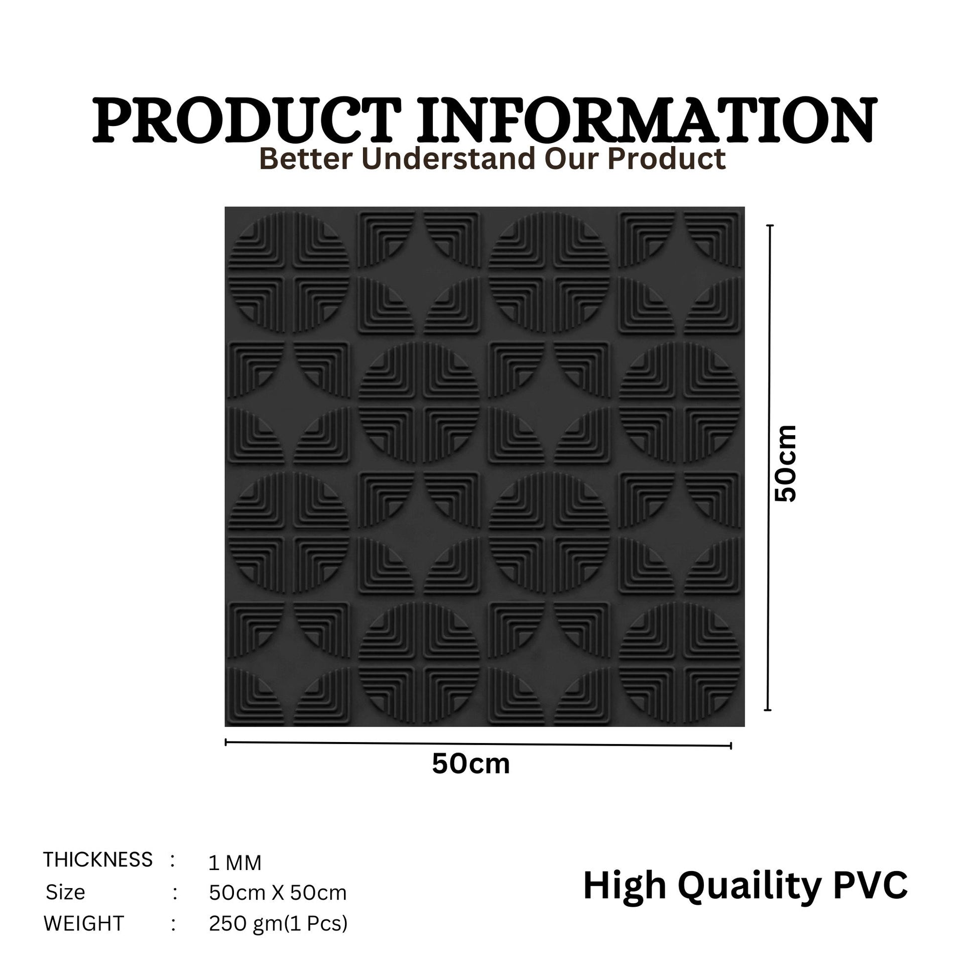 Black Self Adhesive Panels Quarter Circle Design
