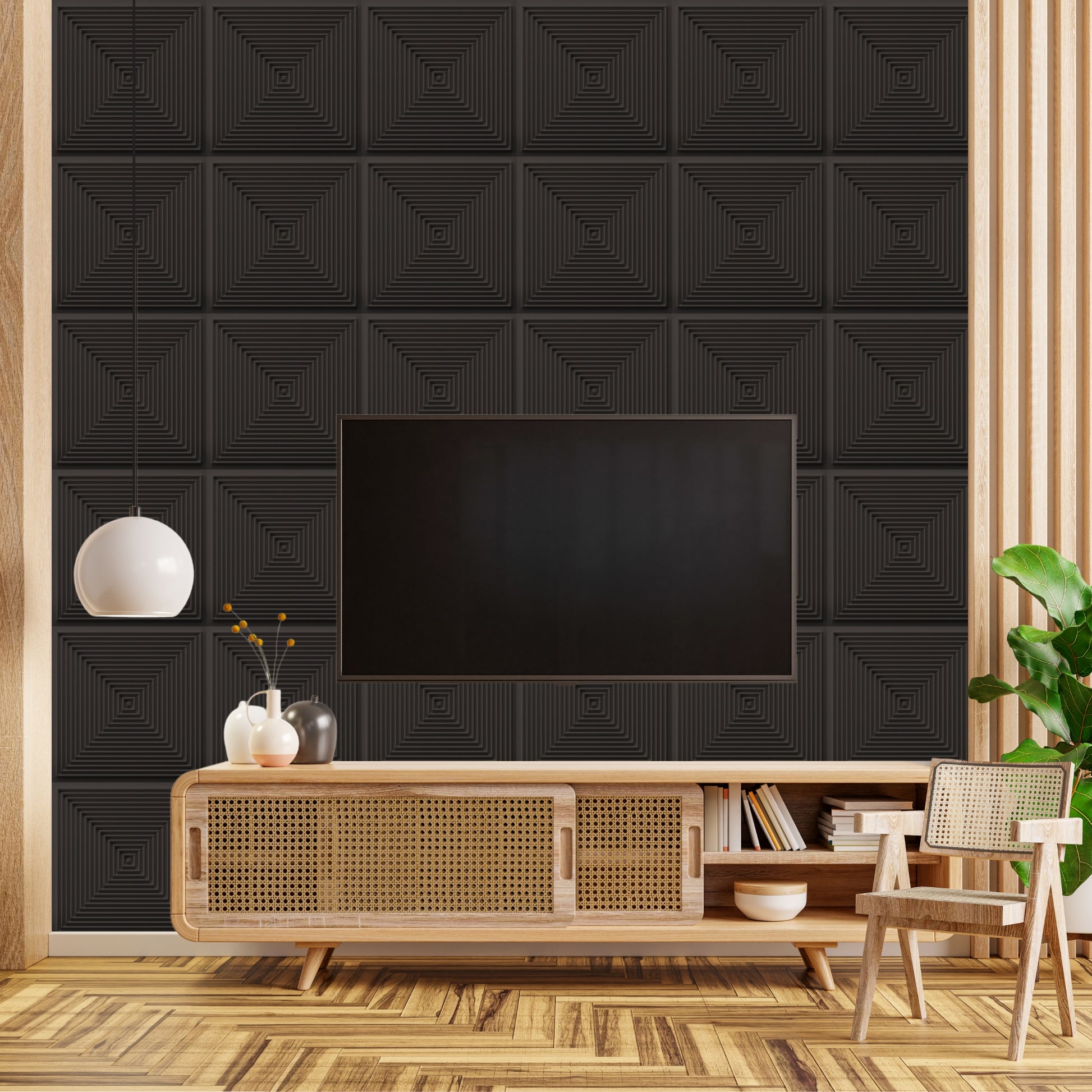 Black Self Adhesive Panels Square Design TP112