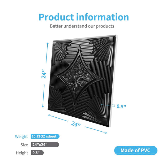 Black Wainscoting Design 3D Ceiling Panel-2