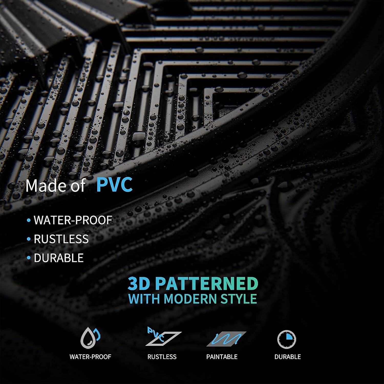 Black Wainscoting Design 3D Ceiling Panel-3