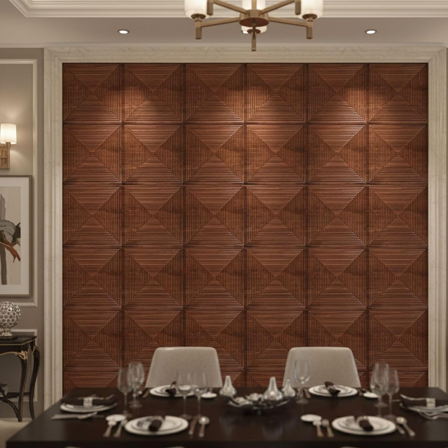 Black Wood Pyramid Design 3D Wall Panel-1