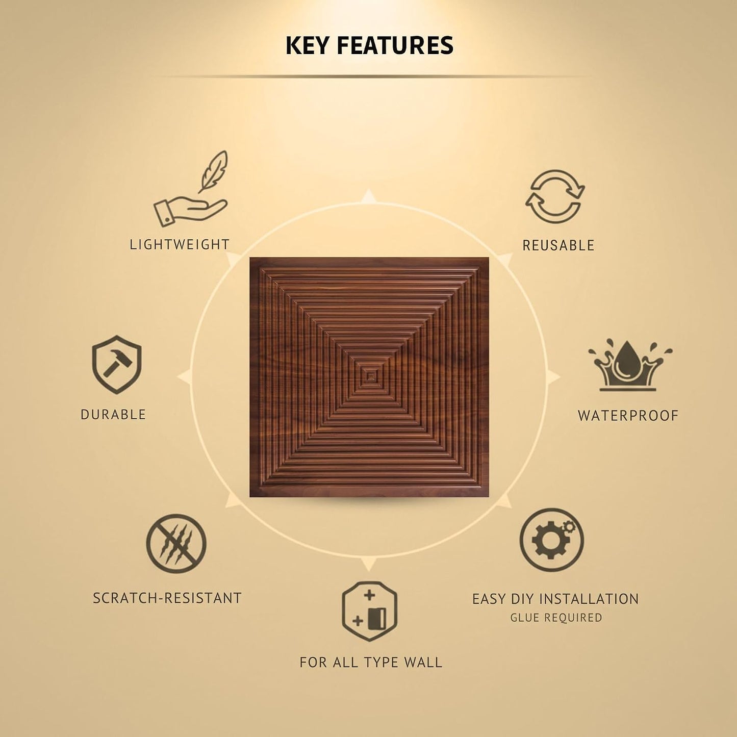 Black Wood Pyramid Design 3D Wall Panel-2