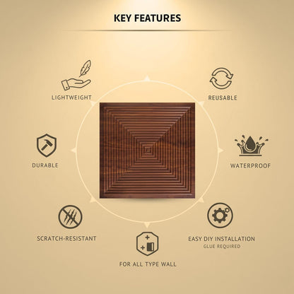 Black Wood Pyramid Design 3D Wall Panel-2