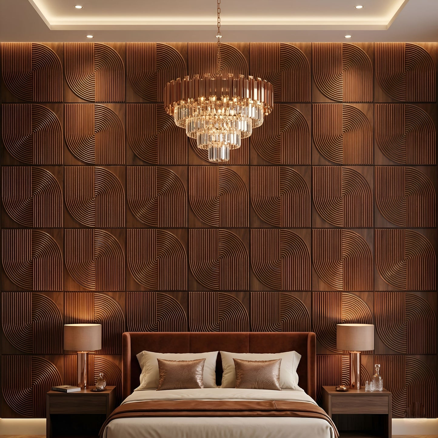 Black Wood Self Adhesive 3D Panels Curve Design