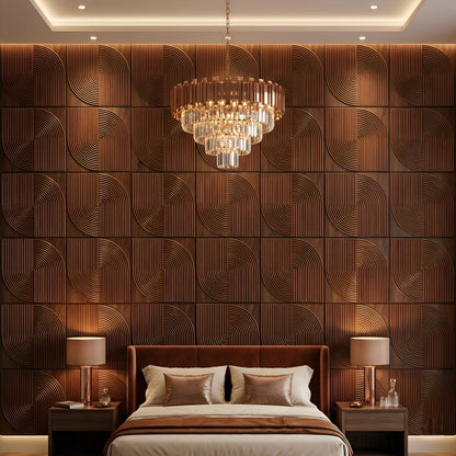 Black Wood Self Adhesive 3D Panels Curve Design