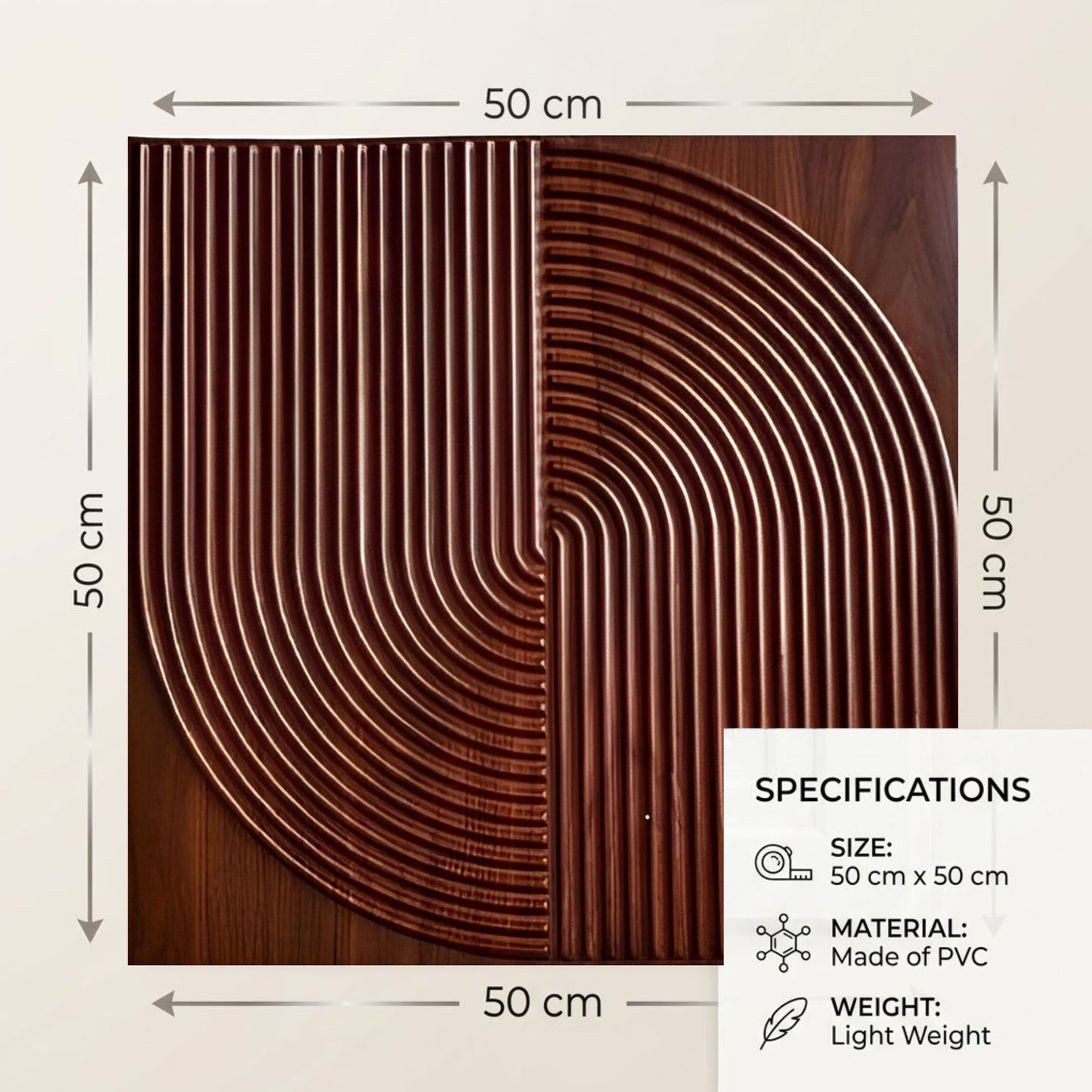 Black Wood Self Adhesive 3D Panels Curve Design