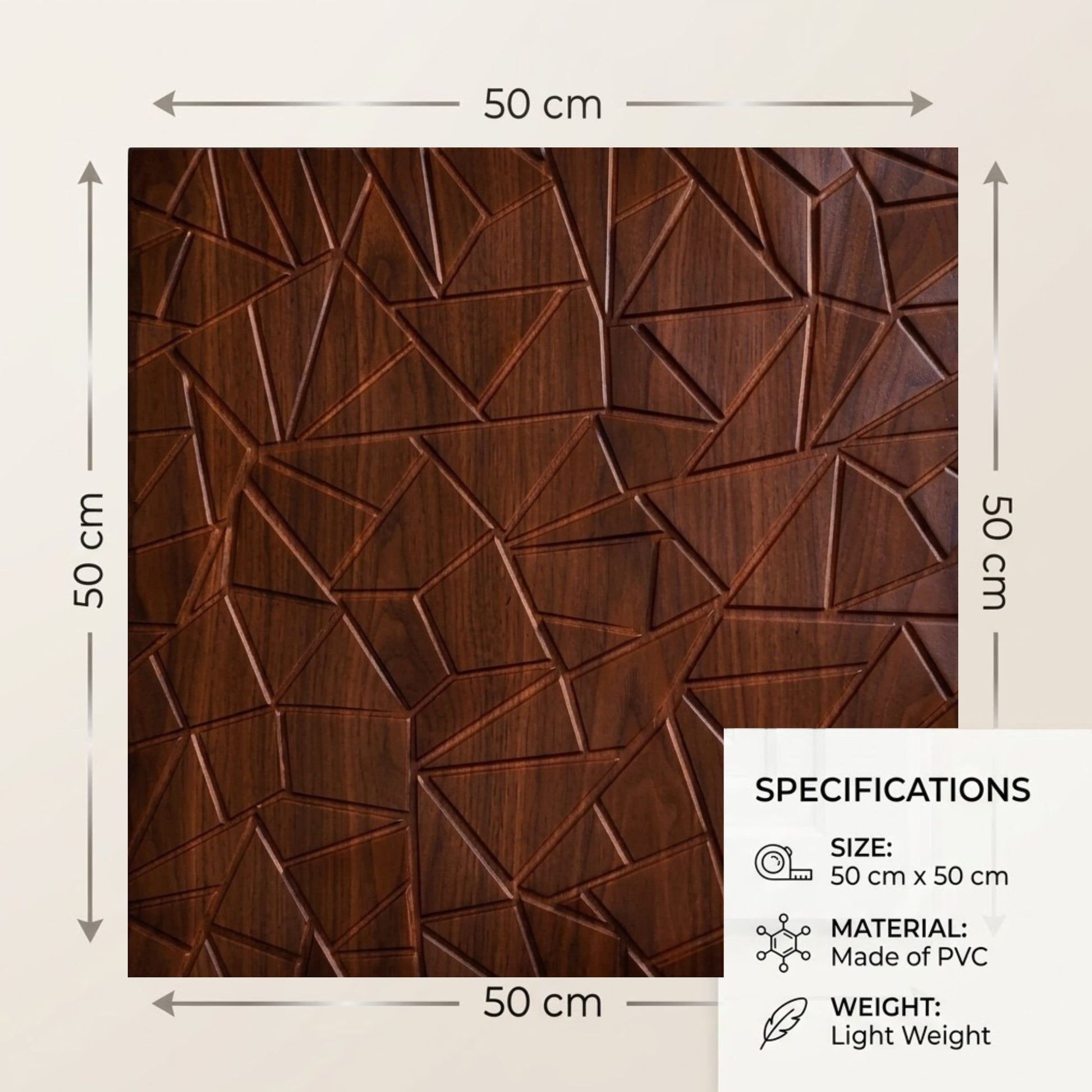Black Wood Self Adhesive 3D Panels Triangle Design