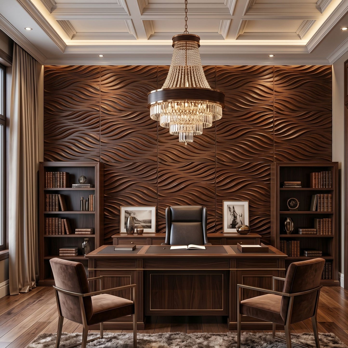 Black Wood Self Adhesive 3D Panels Geometric 3D Design