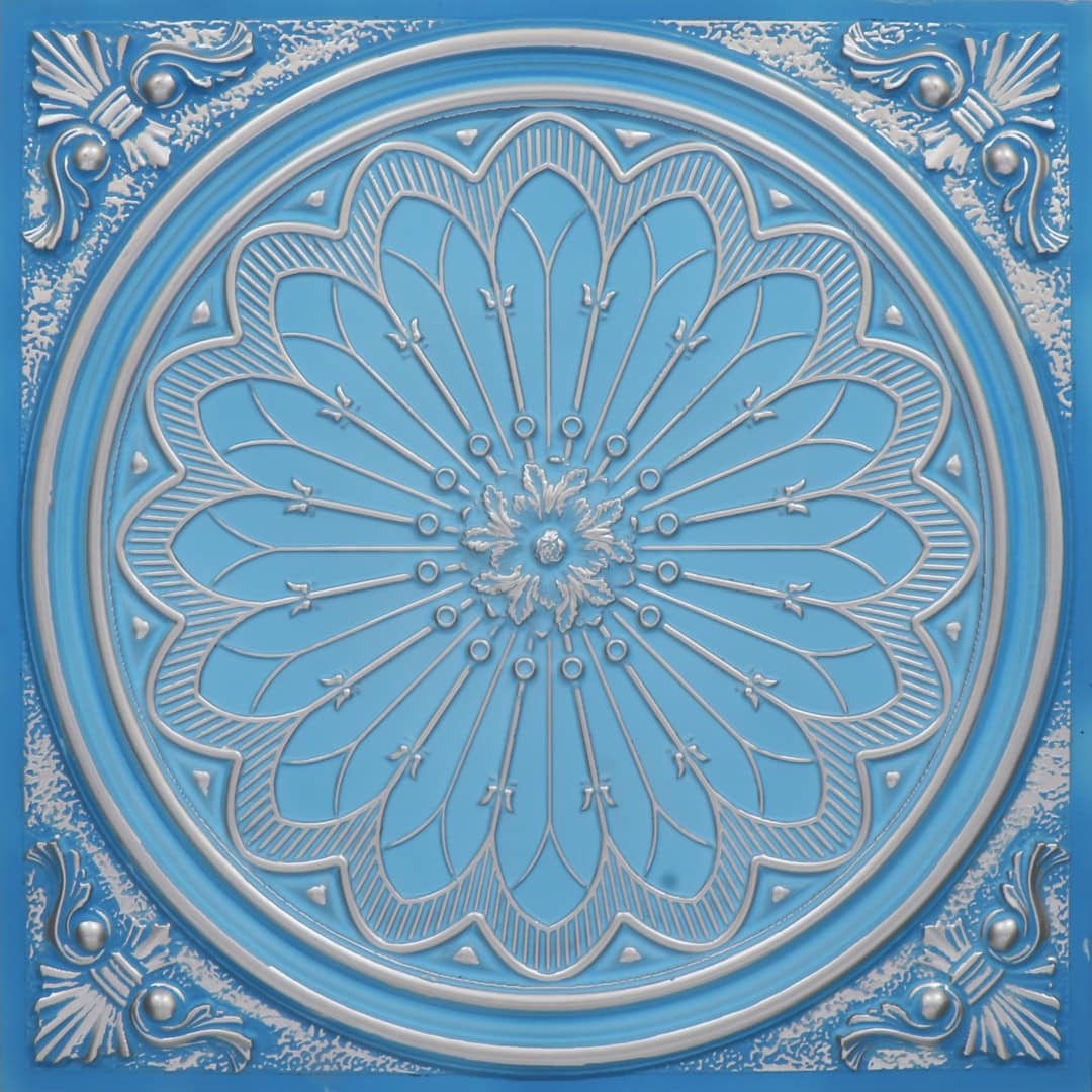 Blue Dove Color Grand Dahlia Design PVC Ceiling Panel