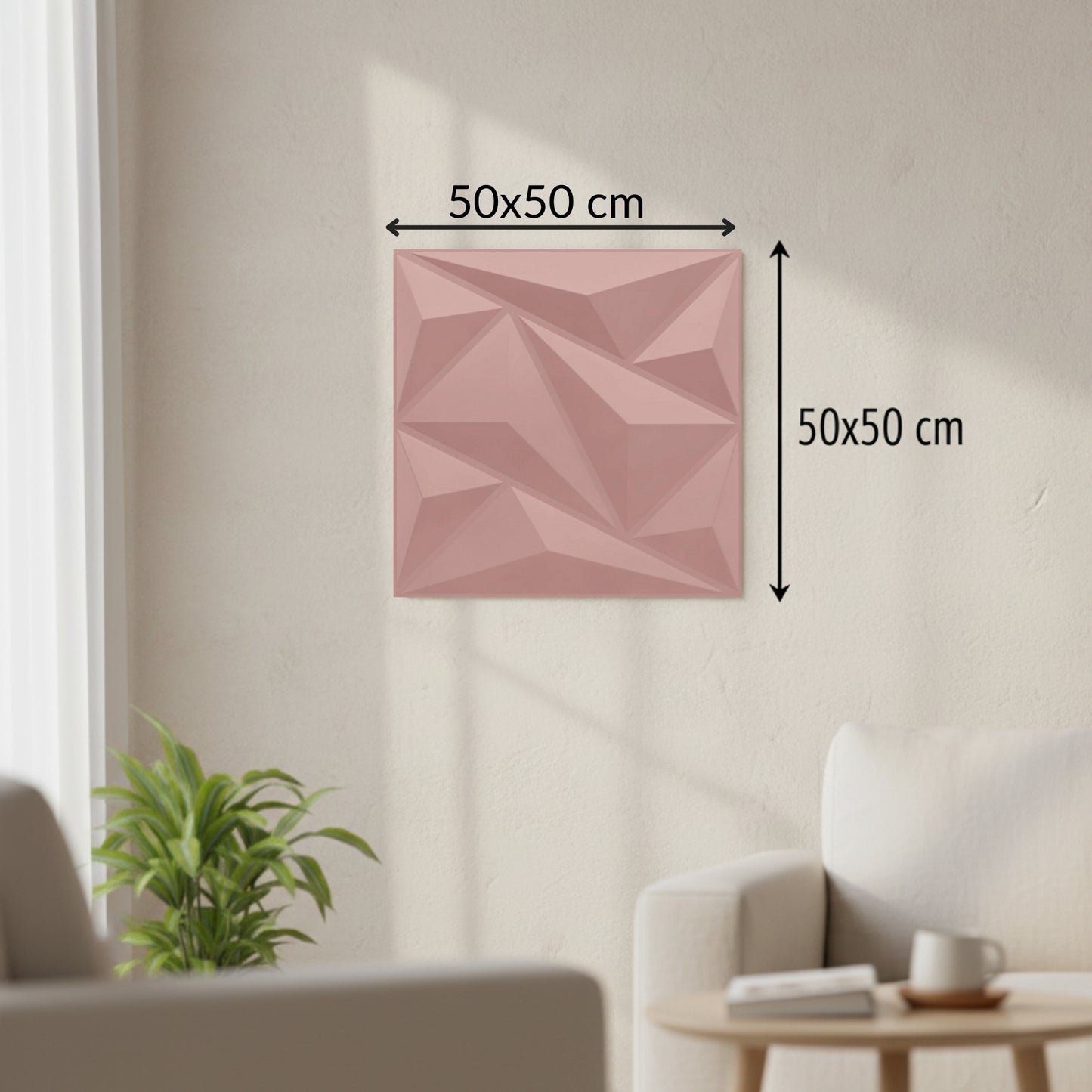3D Wall Panels For Home Decor - Alps Design 50X50 cm | Blush Pink