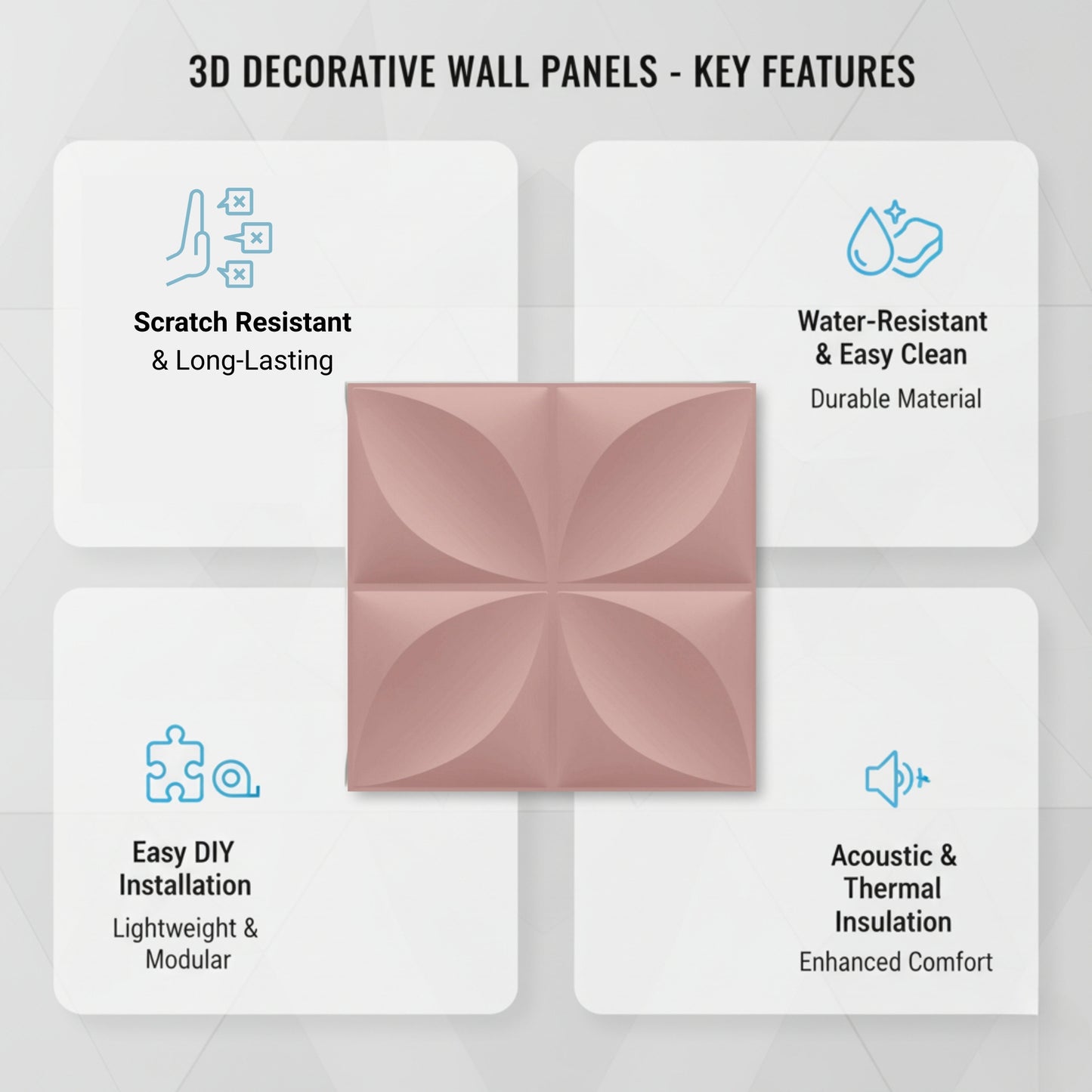Blush Pink 3D Wall Panels Butterfly Design
