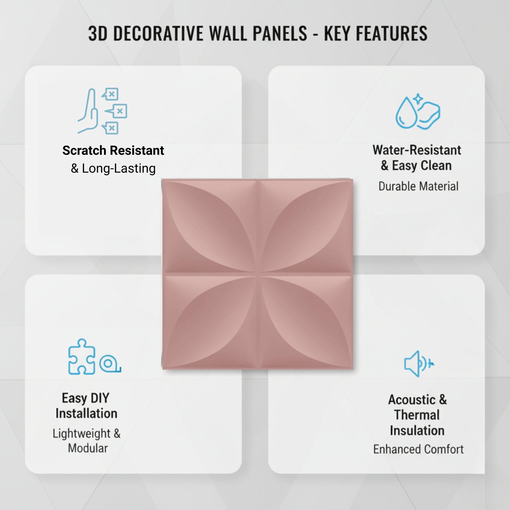 Blush Pink 3D Wall Panels Butterfly Design