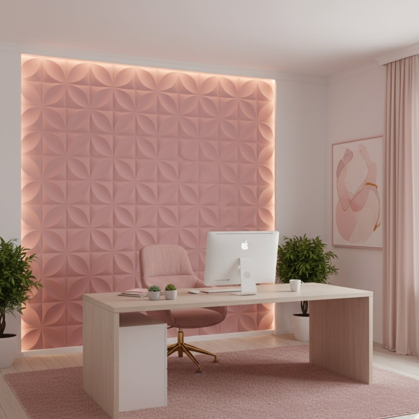 Blush Pink 3D Wall Panels Butterfly Design