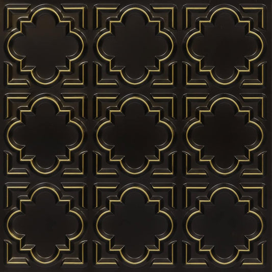 Brass Color Quatrefoil Design 3D Ceiling Panel