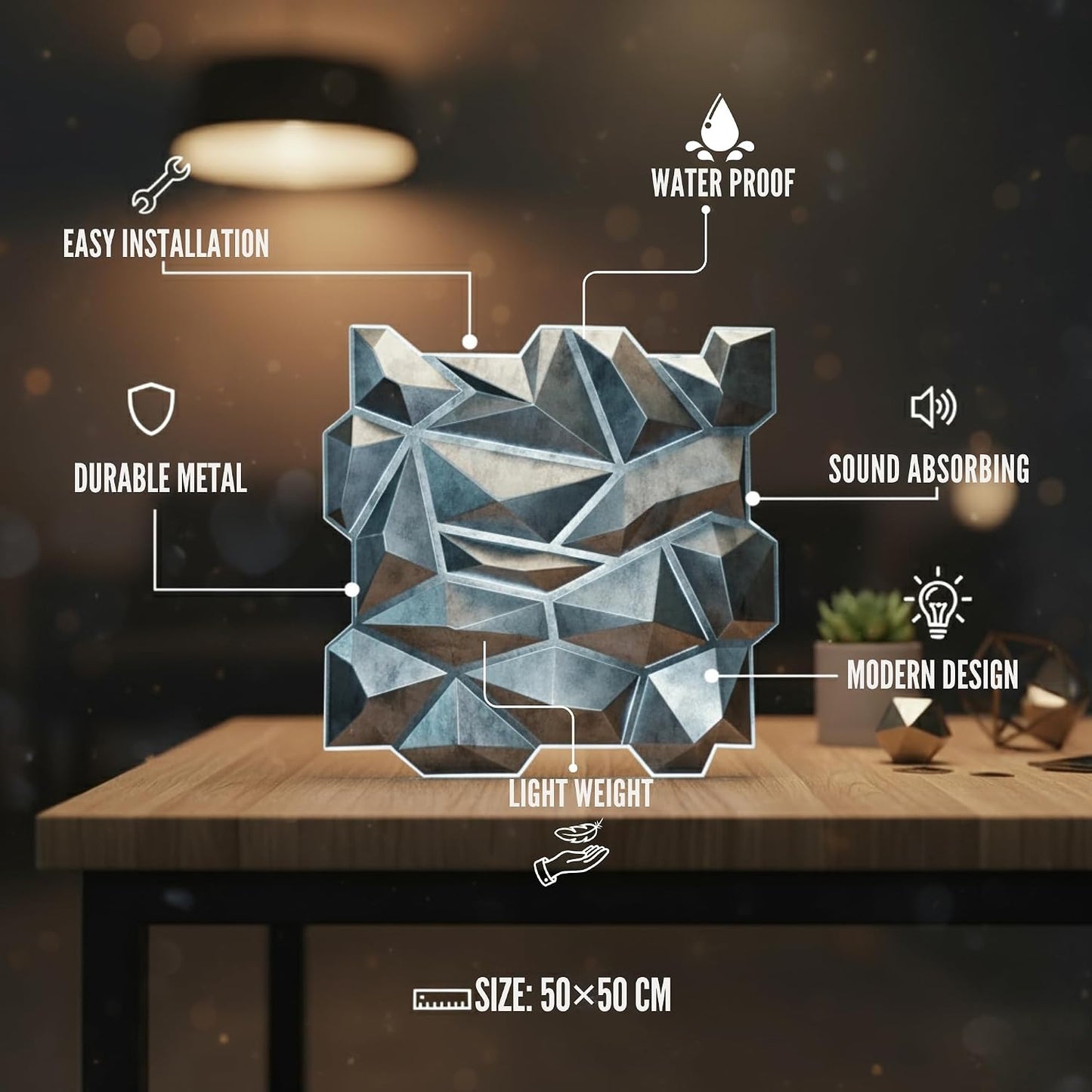 Bronze Rust_Diamond_Design_3D_Wall_Panel_View-4