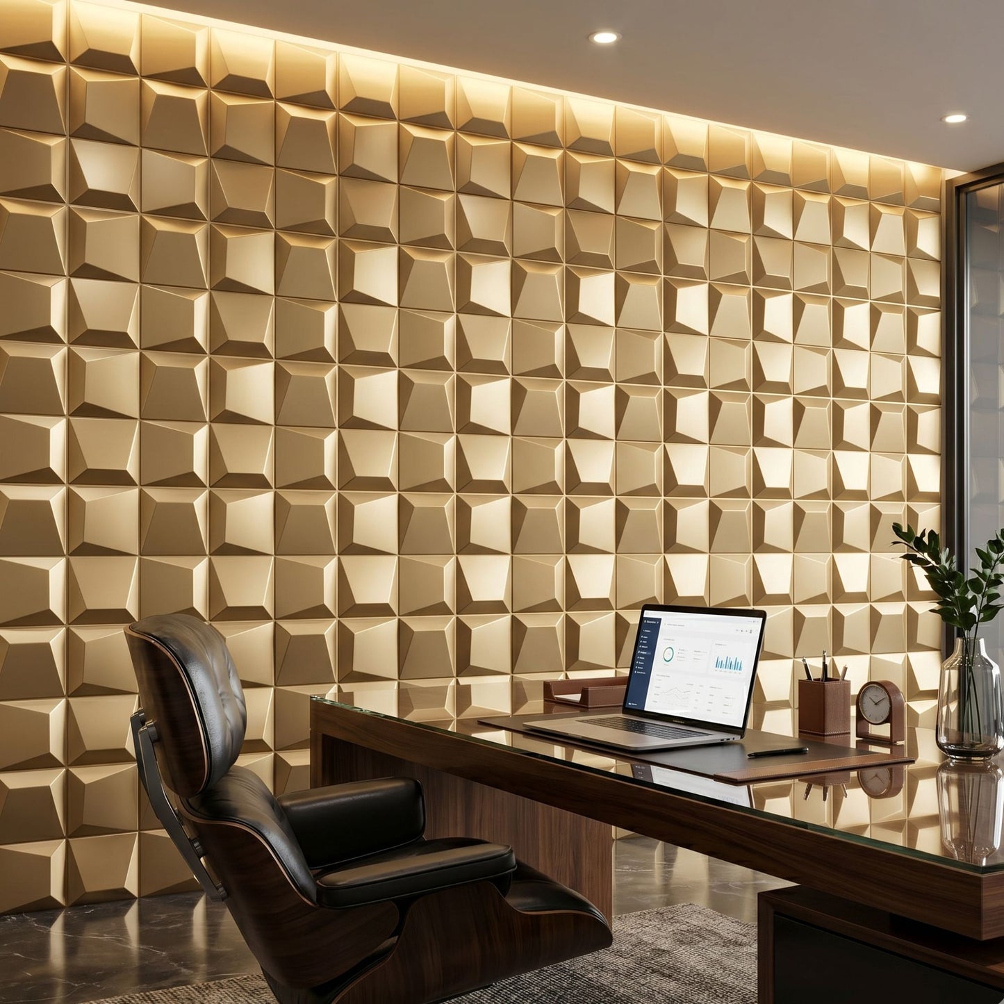 Champagne Gold 3D Wall Panels Cube Design-1