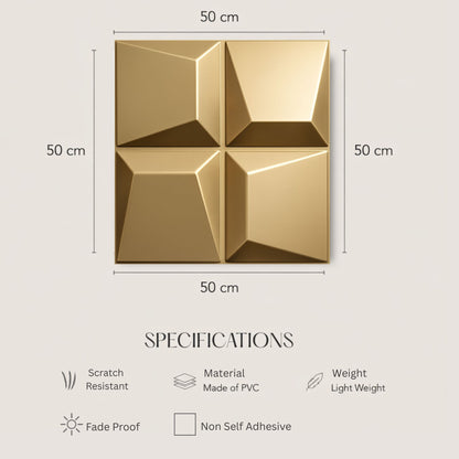 Champagne Gold 3D Wall Panels Cube Design-3