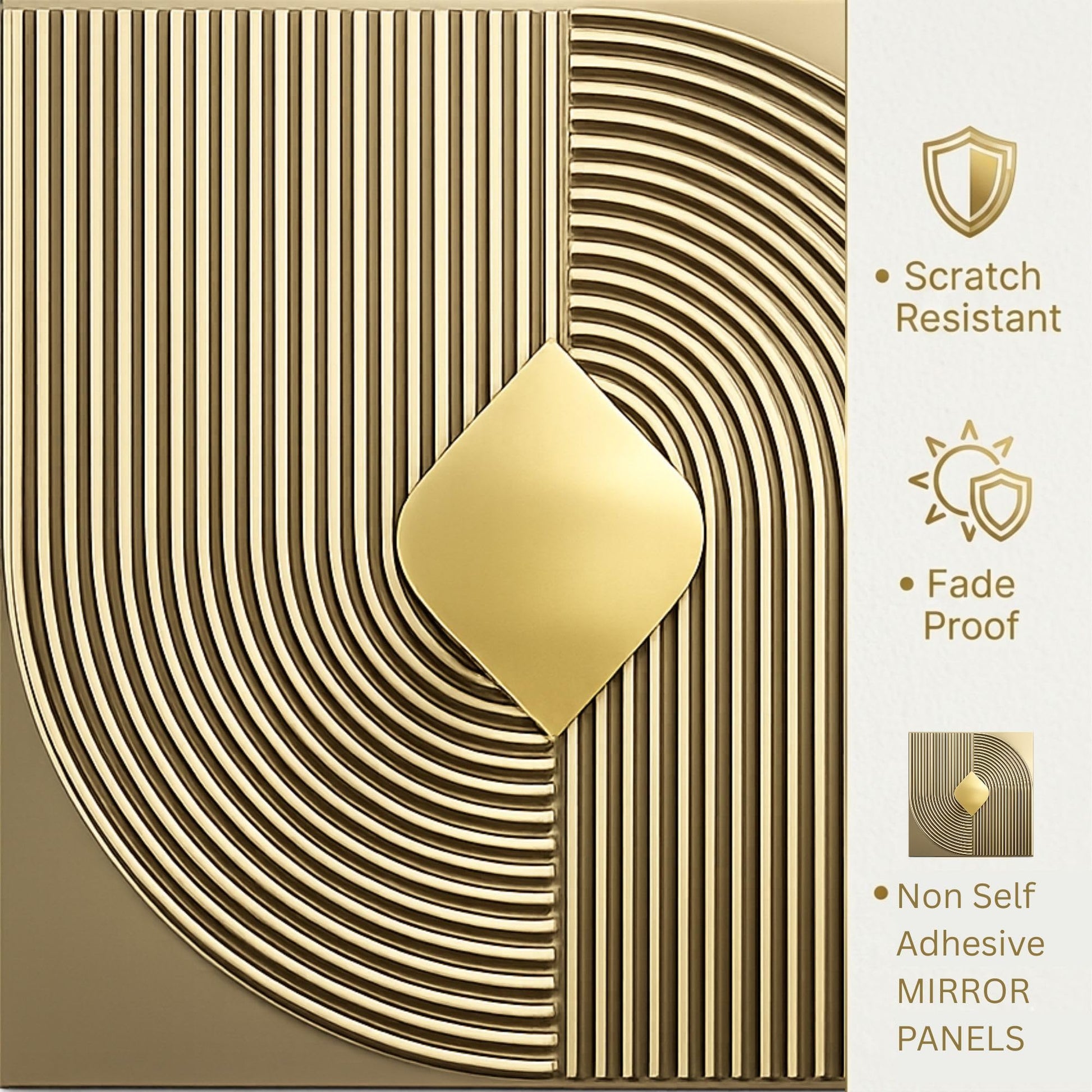 Champagne Gold 3D Wall Panels Curve Line Design
