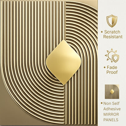 Champagne Gold 3D Wall Panels Curve Line Design
