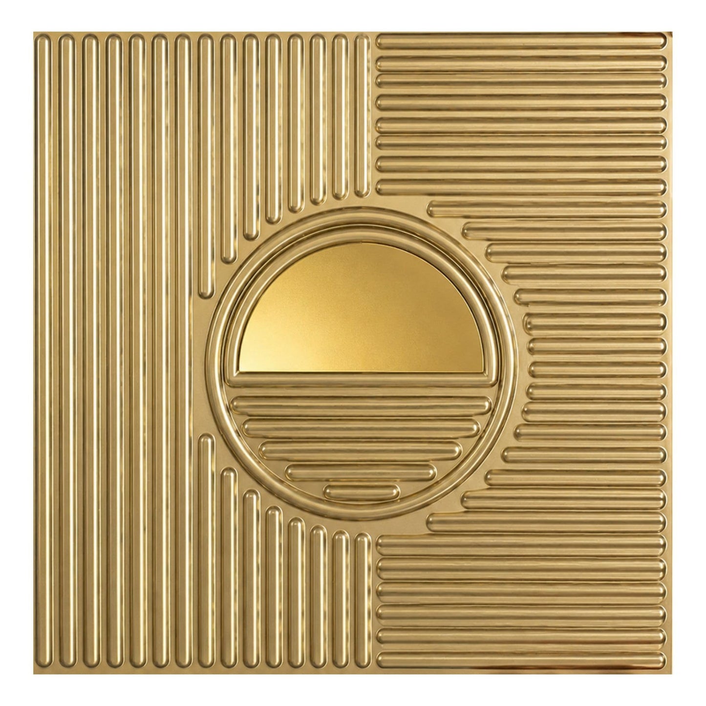 Champagne Gold 3D Wall Panels Fluted Circle Design
