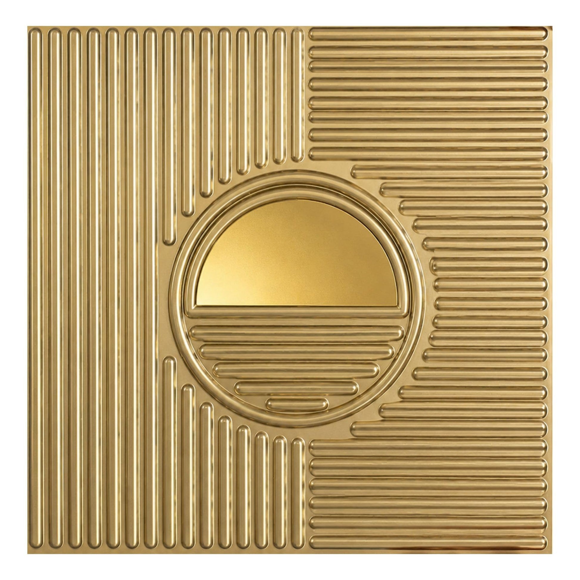 Champagne Gold 3D Wall Panels Fluted Circle Design
