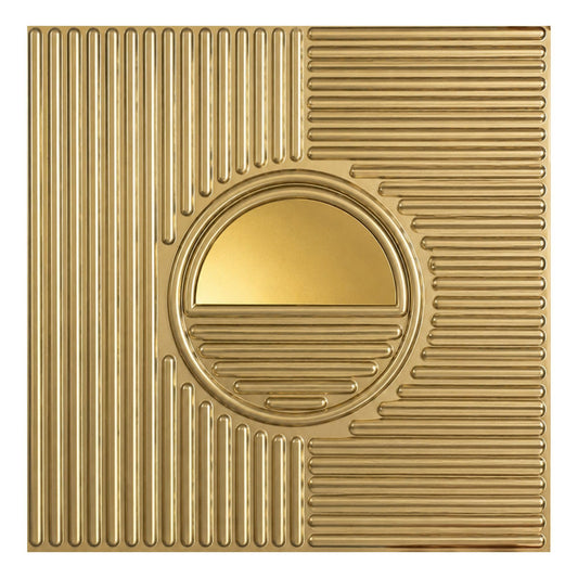Champagne Gold 3D Wall Panels Fluted Circle Design
