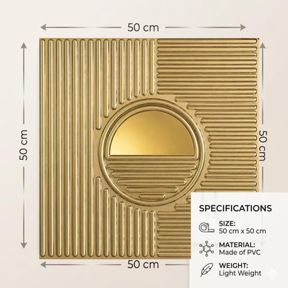 Champagne Gold 3D Wall Panels Fluted Circle Design
