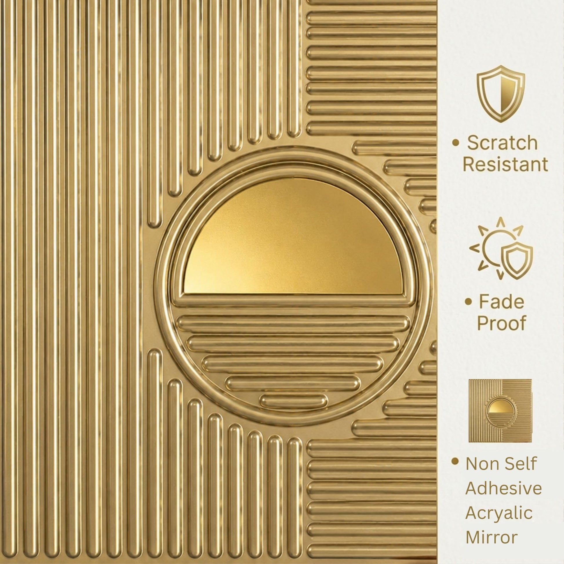 Champagne Gold 3D Wall Panels Fluted Circle Design
