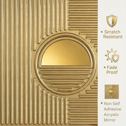 Champagne Gold 3D Wall Panels Fluted Circle Design
