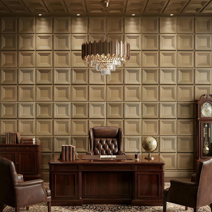 Champagne Gold 3D Wall Panels Square Box Design
