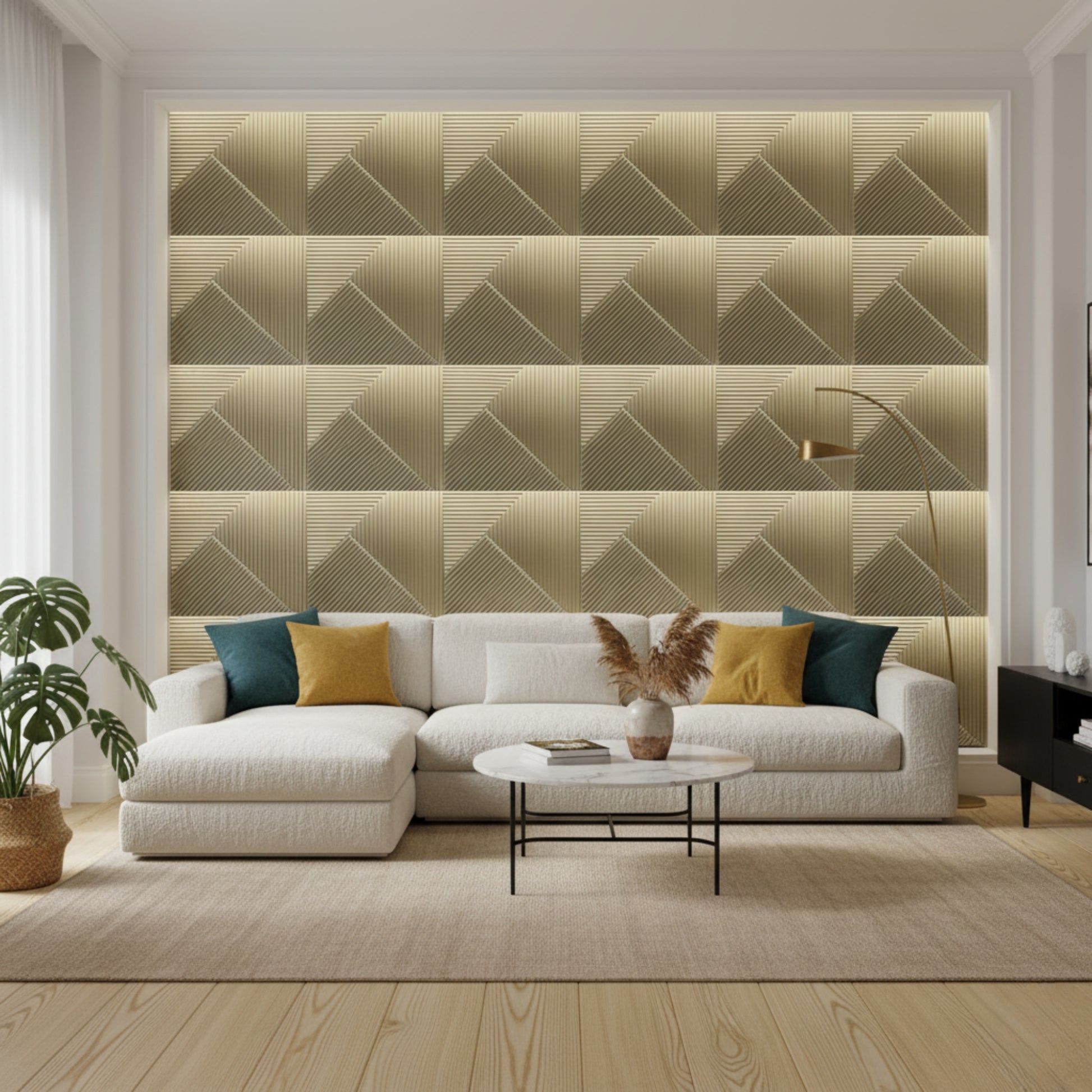 Champagne Gold 3D Wall Panels Stripe Design-1