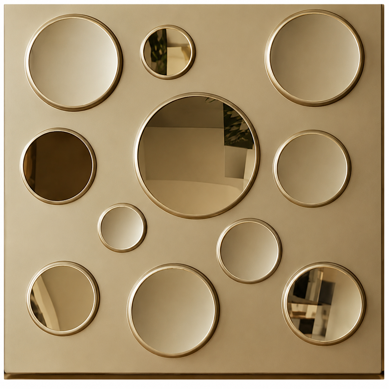 Champagne Gold Acrylic Moon Design 3D Wall Panel