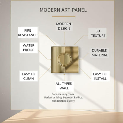 Champagne Gold Fluted Circle Design 3D Wall Panel-3