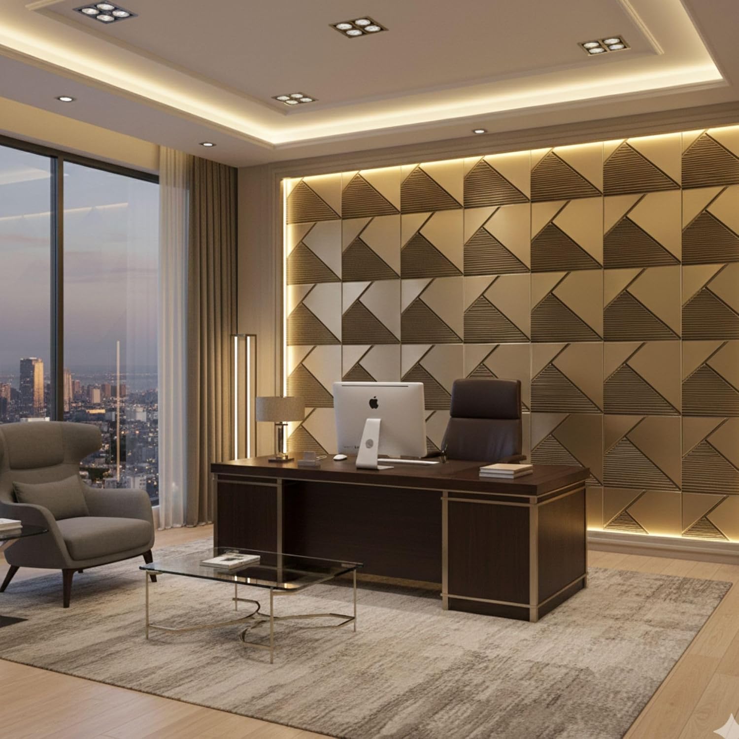 Champagne Gold Fluted Design 3D Wall Panel-1