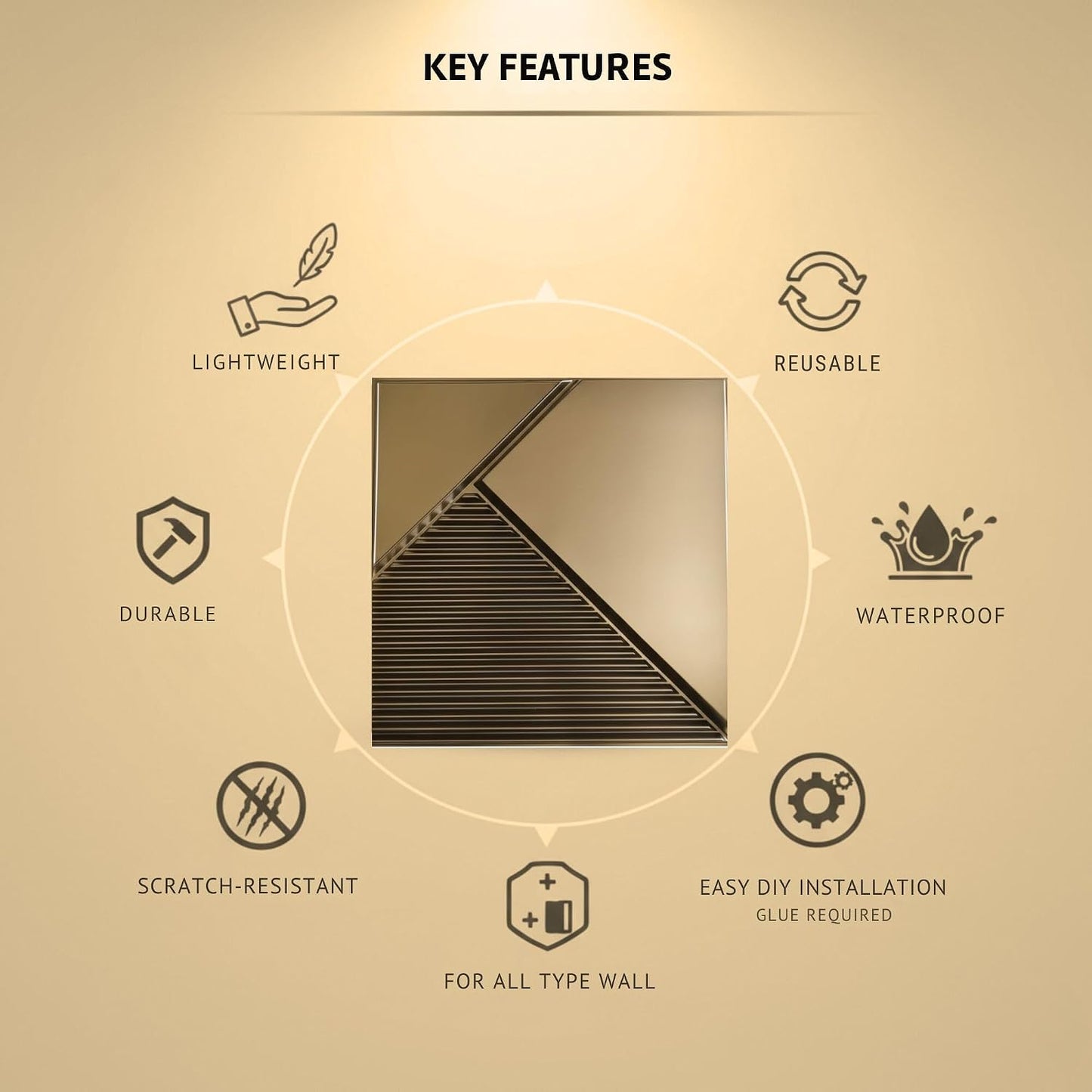 Champagne Gold Fluted Design 3D Wall Panel-3