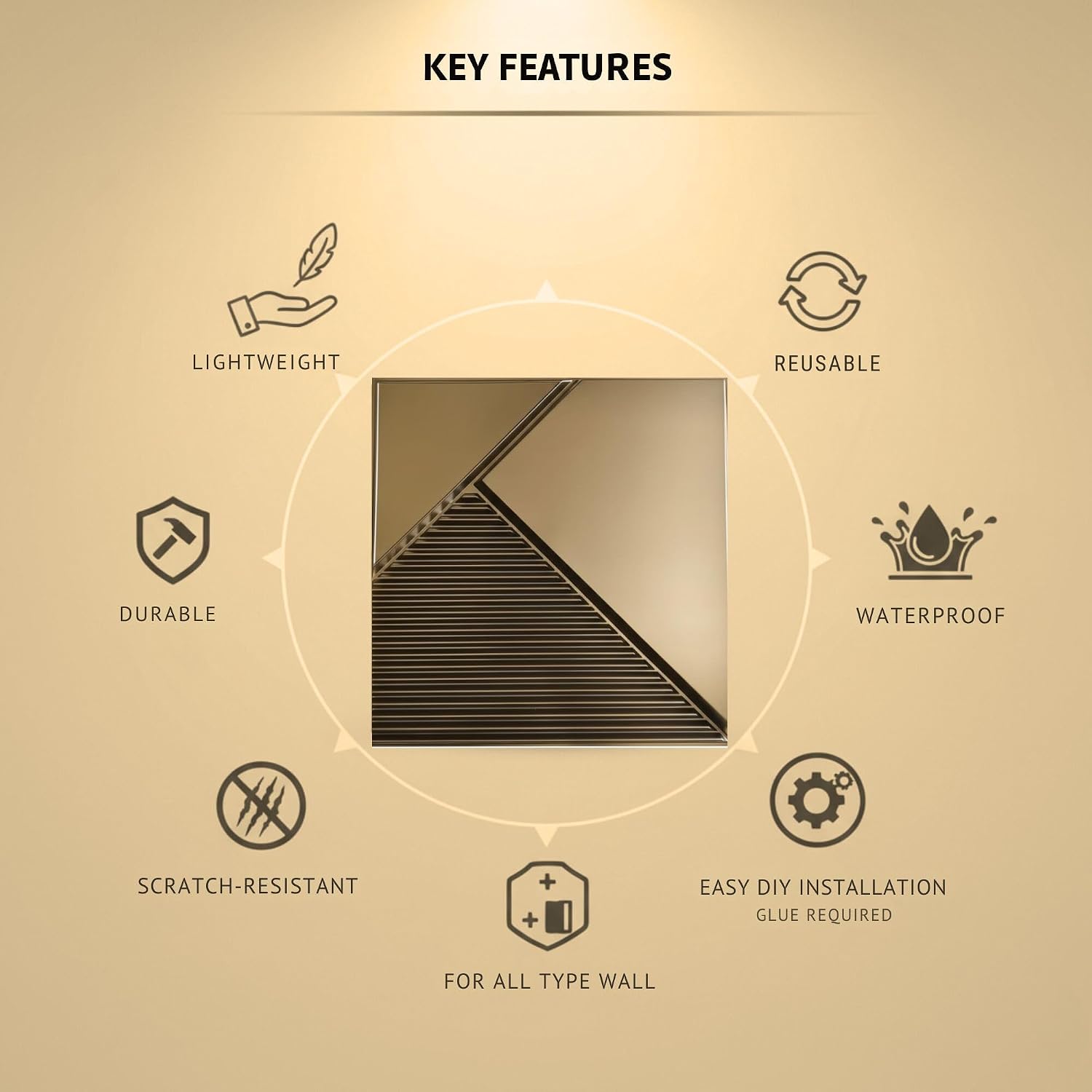 Champagne Gold Fluted Design 3D Wall Panel-3