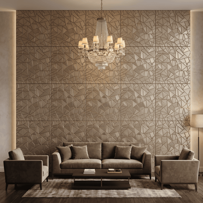 Champagne Gold Geometric Design 3D Wall Panel-2