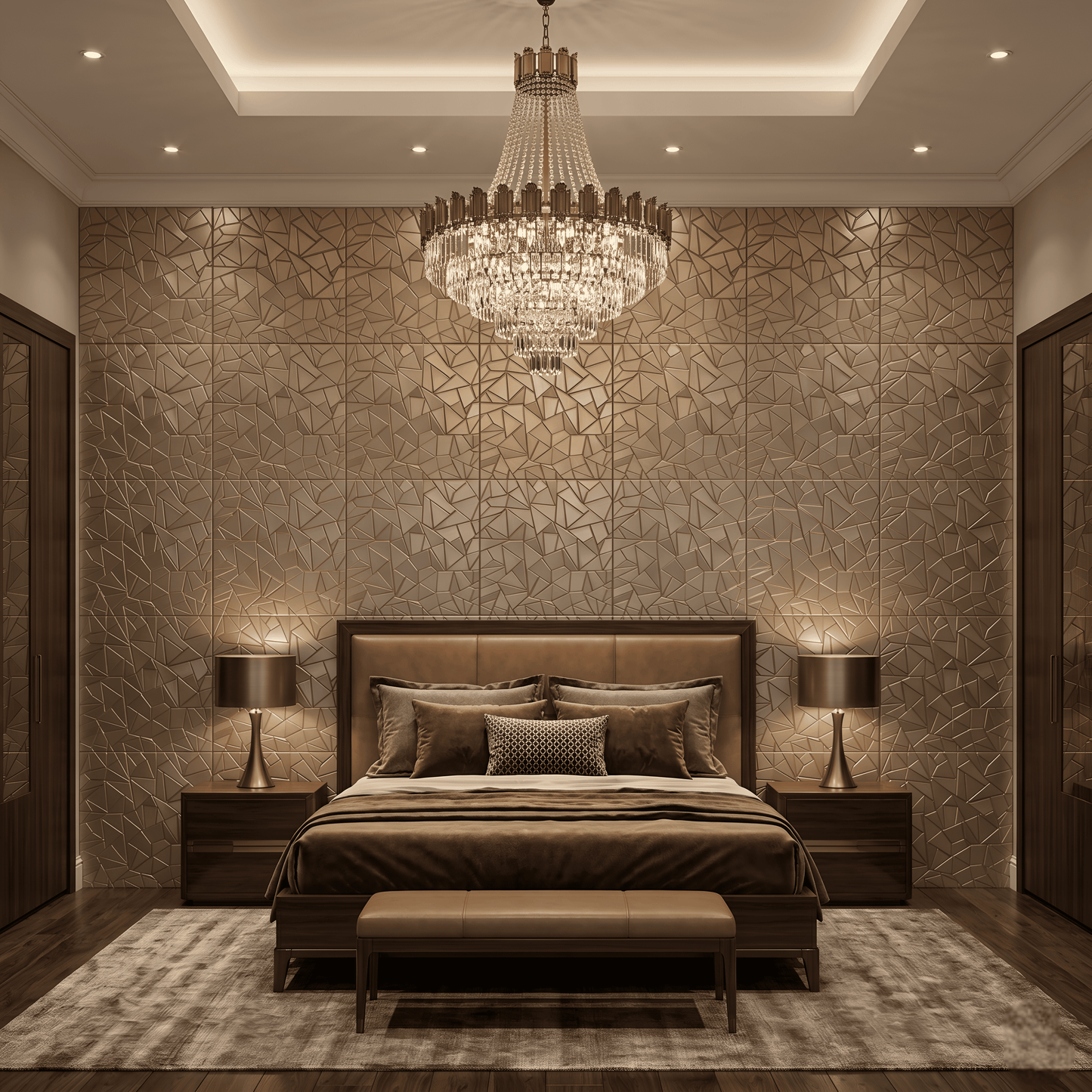 Champagne Gold Geometric Design 3D Wall Panel-3