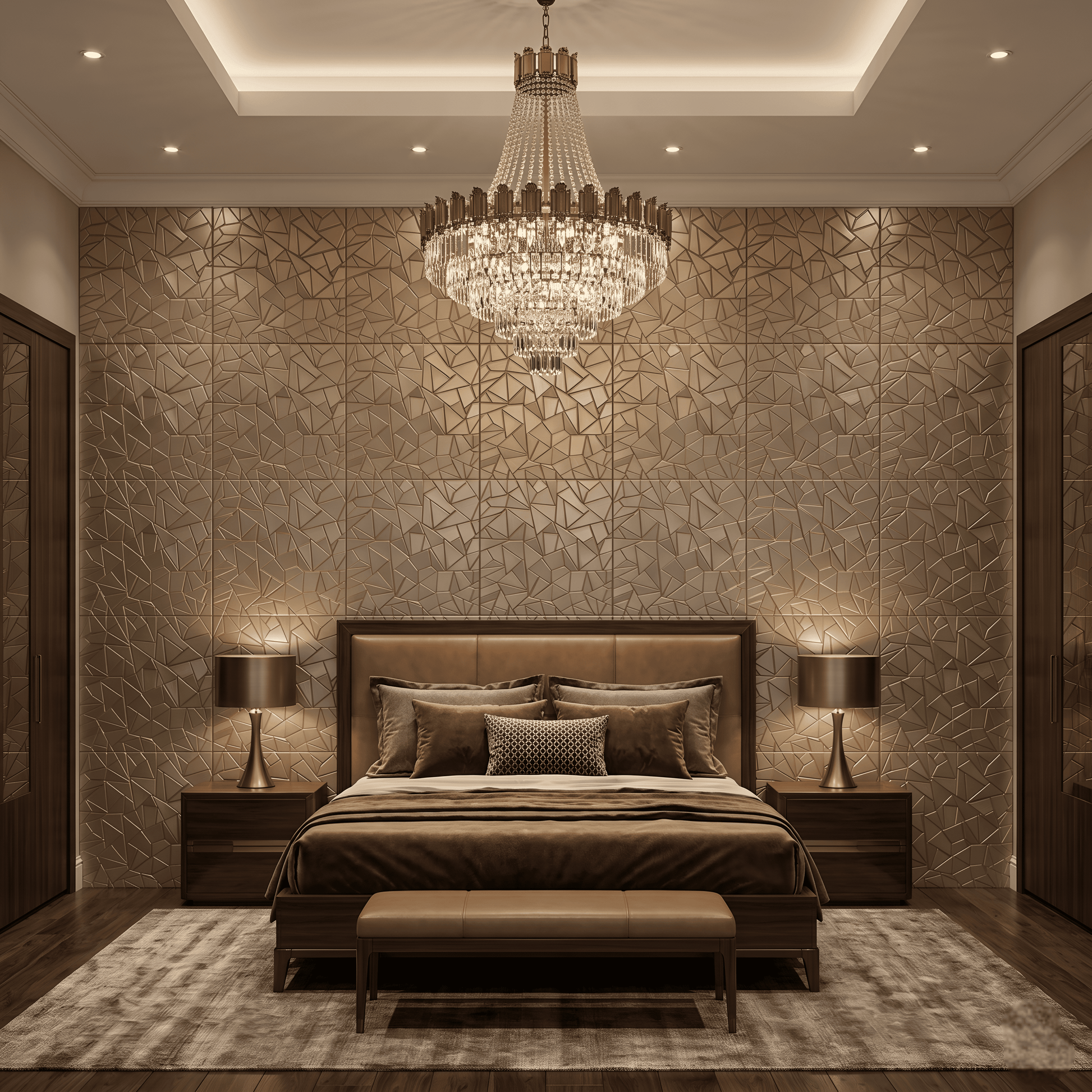 Champagne Gold Geometric Design 3D Wall Panel-3