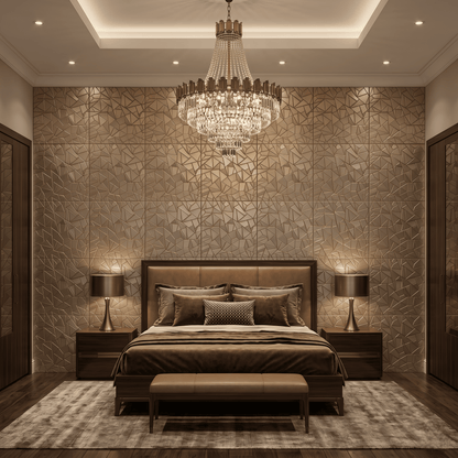 Champagne Gold Geometric Design 3D Wall Panel-3