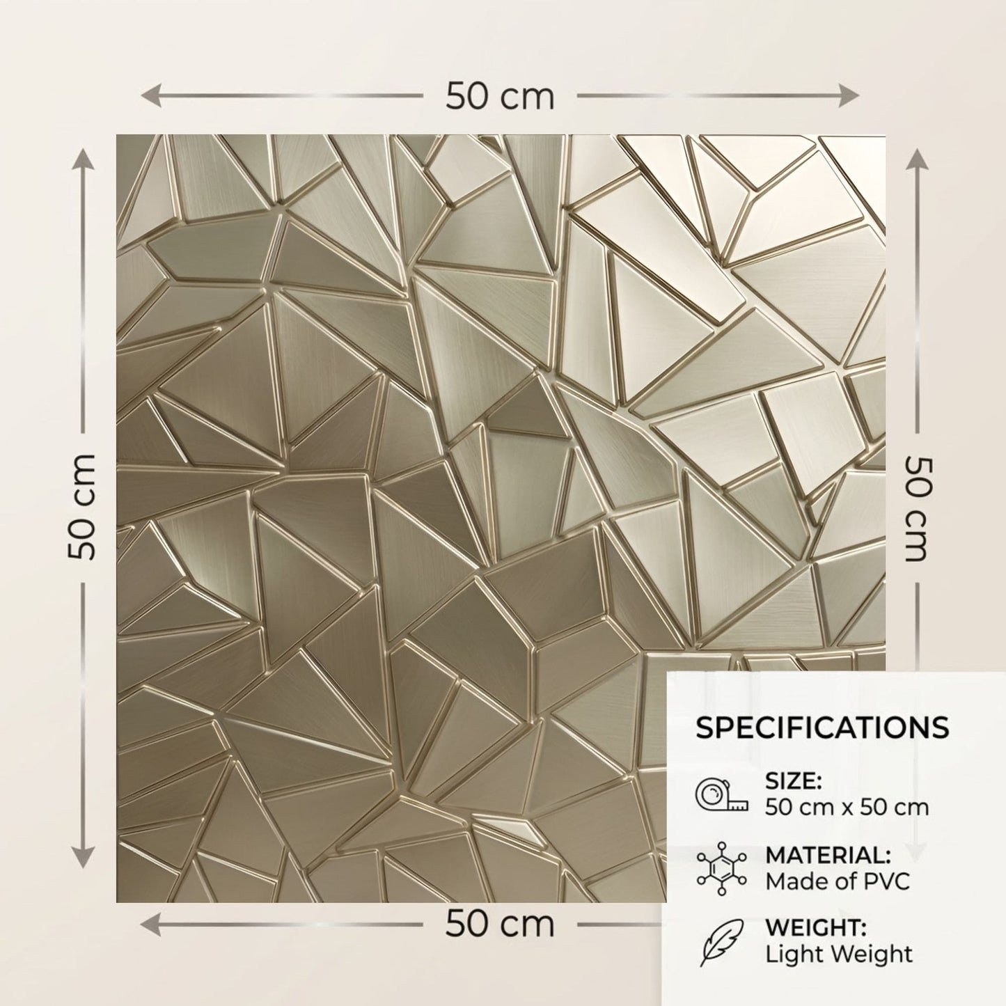 Champagne Gold Geometric Design 3D Wall Panel-5