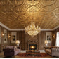 Champagne Gold Ornamental Floral Design 3D PVC Ceiling Panel living Room view