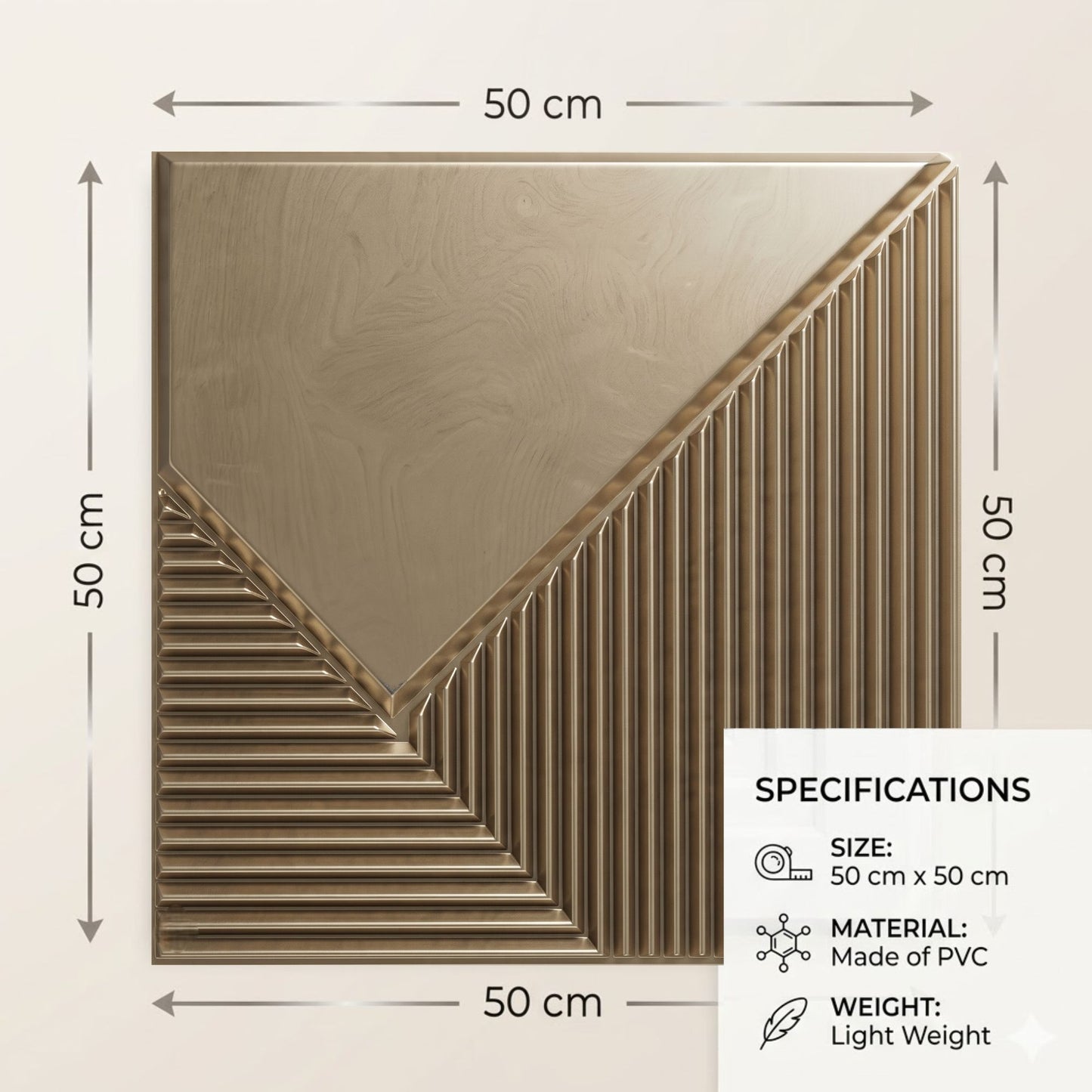 Champagne Gold Plaina Design 3D Wall Panel-3
